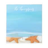 Strand Waterverf schelpen grillige kustblauw Notitieblok (Voorkant)