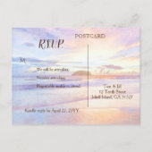 Strand Waterverf Sunrise RSVP Uitnodiging Briefkaart (Achterkant)