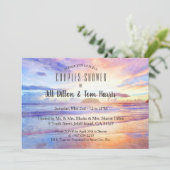 Strand Waterverf Zonsopgang Koppels Douche Kaart (Staand voorkant)