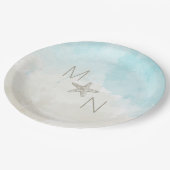 Strand waterverven met zeesterren papieren bordje (Gekanteld)