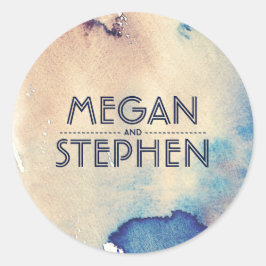  strand Waterverven Modern bruiloft Ronde Sticker