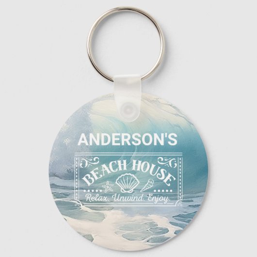 Strand Waves thema Schilderen Sleutelhanger (Voorkant)