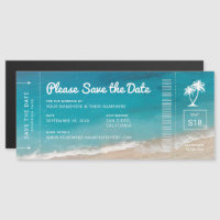 Strand Wedding Boarding Pass Blauwgroen Zee Save t