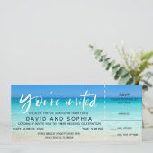 Strand Wedding Boarding Pass Ticket RSVP Kaart (Staand voorkant)