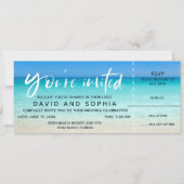 Strand Wedding Boarding Pass Ticket RSVP Kaart (Voorkant)
