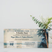 Strand Wedding Boarding Pass Ticket Wedding Kaart (Staand voorkant)