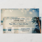 Strand Wedding Boarding Pass Ticket Wedding Kaart (Voorkant / Achterkant)