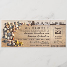 Strand Wedding Boarding Pass tickets Bewaar de dat Save The Date