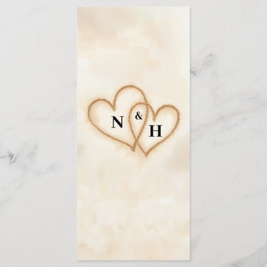 Strand Wedding Menu Sjabloon met Waterverf Oceaan (Achterkant)