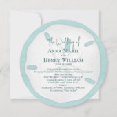 Strand Wedding Menu Turquoise Zand Dollar Kaart (Voorkant)