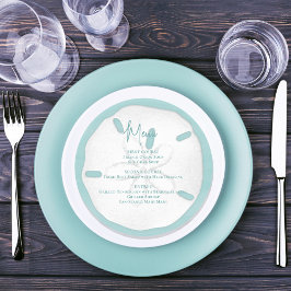 Strand Wedding Menu Turquoise Zand Dollar Kaart