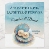 Strand Wedding Parels Shell Elegant Ocean Theme Gi Wijn Etiket (Enkel label)