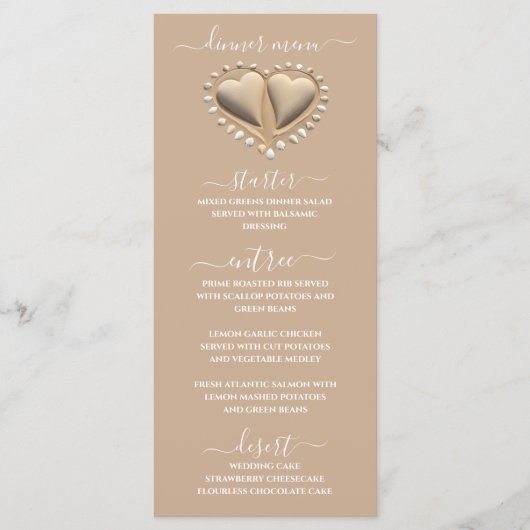 Strand Wedding Sand Hearts Diner & Bar Menu (Voorkant)