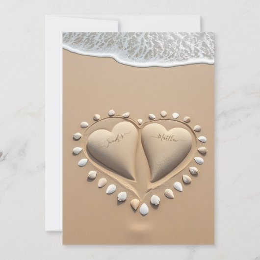 Strand Wedding-Sand Hearts Kaart (Achterkant)