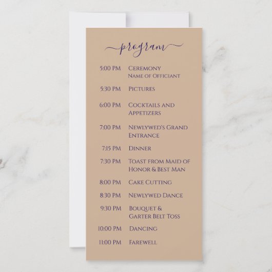 Strand Wedding Sand Hearts Wedding Program (Achterkant)