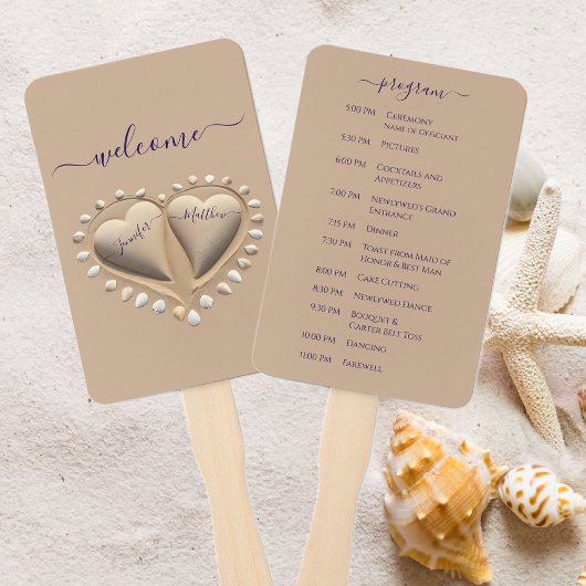 Strand Wedding Sand Hearts Wedding Program Handwaaier