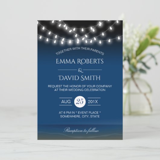 Strand Wedding String Lichten Zomer Night Breeze Kaart (Staand voorkant)