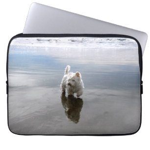 Strand Westie Reflectie Foto Elektronica Hoesje Laptop Sleeve