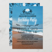 Strand Whimsical en Blue Seaside verjaardagsfeestj Kaart (Voorkant / Achterkant)