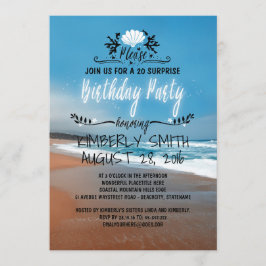 Strand Whimsical en Blue Seaside verjaardagsfeestj Kaart