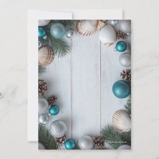 Strand Whitewash Turquoise 4-Foto Vrolijk Kerstfee Kaart (Achterkant)