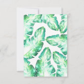 Strand wit en groen tafelnummer met tropische blad (Achterkant)
