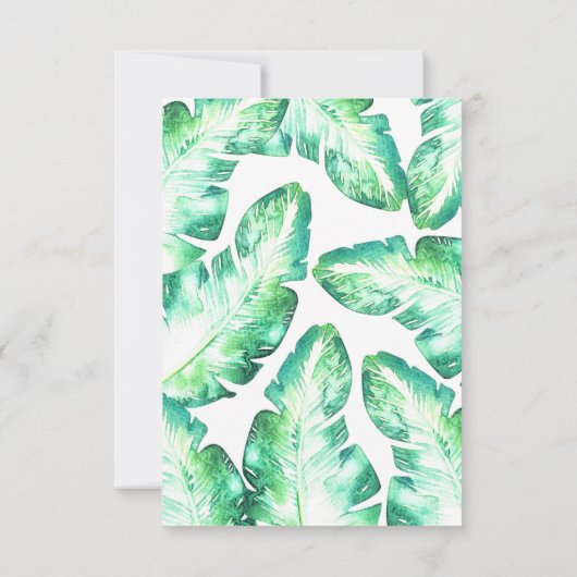 Strand wit en groen tafelnummer met tropische blad (Achterkant)