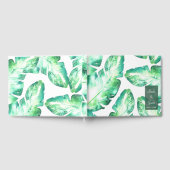 Strand Wit Groen Tropisch Bladeren Bruiloft Gastenboek (Volledig)