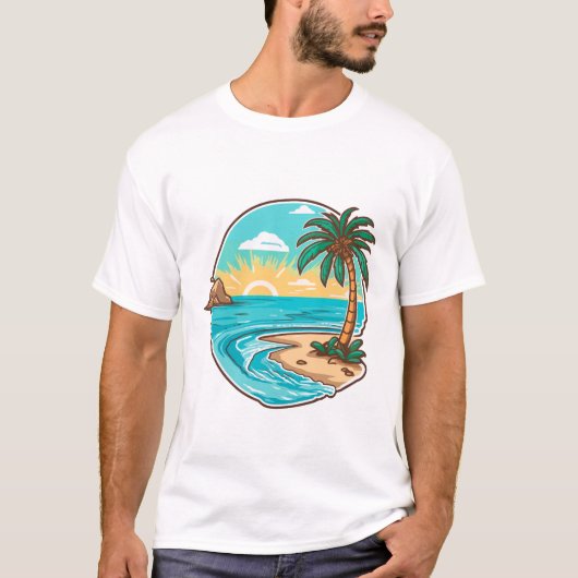Strand wit mannen t-shirt (Voorkant)