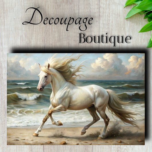 Strand Witte Paard Decoupage Tissuepapier