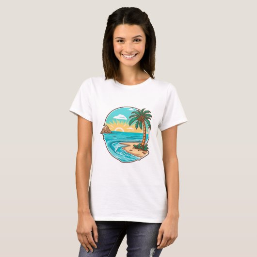 Strand witte vrouwen t-shirt (Voorkant volledig)