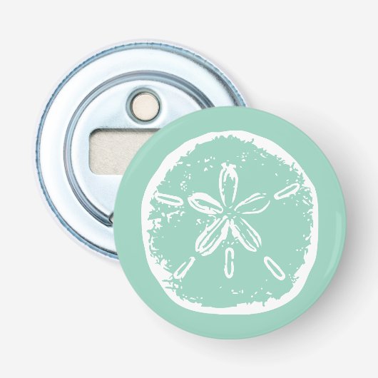 Strand witte zanddollarschelp flesopener button flesopener (Voorkant)