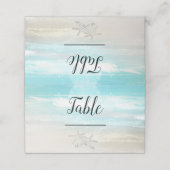 Strand Witte Zeester Elegant Tafelnummer voor de Z Plaatskaartje (Buitenkant ongevouwen)