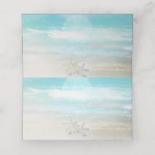 Strand Witte Zeester Elegant Tafelnummer voor de Z Plaatskaartje (Binnenkant ongevouwen)