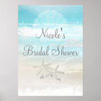 Strand Witte Zeester Elegante Feest Banner Poster