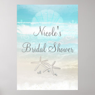 Strand Witte Zeester Elegante Feest Banner Poster