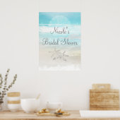 Strand Witte Zeester Elegante Feestbanner Poster (Keuken)