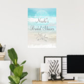 Strand Witte Zeester Elegante Feestbanner Poster (Thuiskantoor)