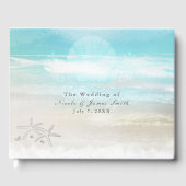 Strand Witte Zeester Elegante Huwelijk Tropisch Gastenboek (Voorkant)