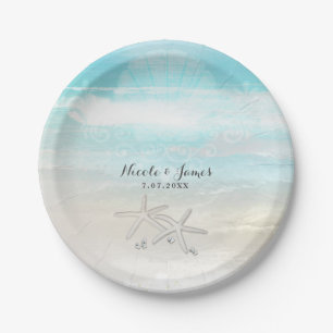 Strand Witte Zeester Elegante Zomer Aangepaste Fee Papieren Bordje