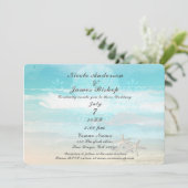 Strand Witte Zeester Elegante Zomer Bruiloft Kaart (Staand voorkant)