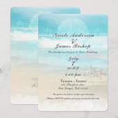 Strand Witte Zeester Elegante Zomer Bruiloft Kaart (Voorkant / Achterkant)