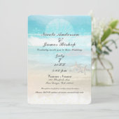Strand Witte Zeester Elegante Zomer Bruiloft Kaart (Staand voorkant)