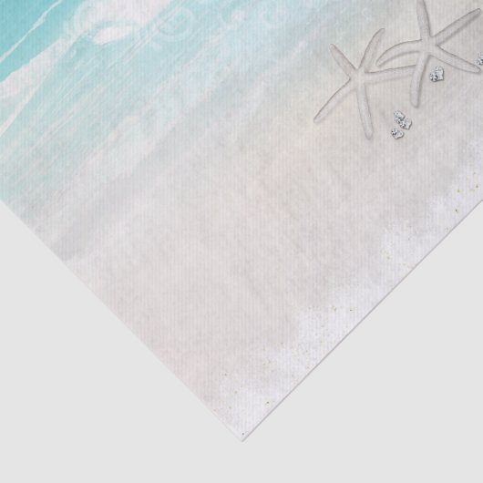 Strand Witte Zeester Elegante Zomer Bruiloft Tissuepapier (Detail)