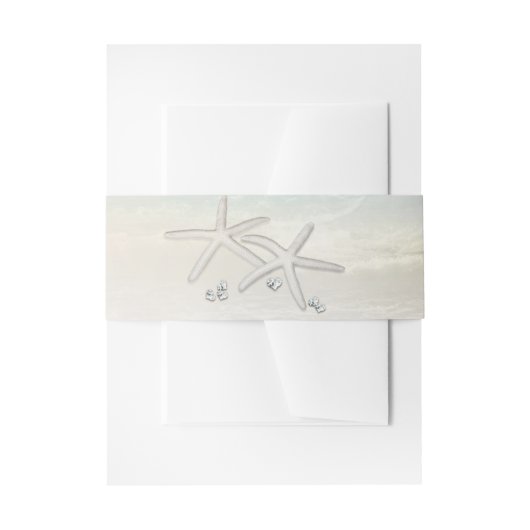 Strand Witte Zeester Elegante Zomer Bruiloft Uitnodigingen Wikkel (Voorkant Voorbeeld)