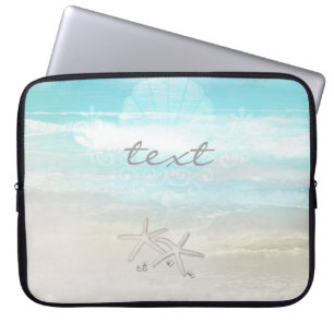 Strand Witte Zeester Elegante Zomer Chic Tropisch Laptop Sleeve
