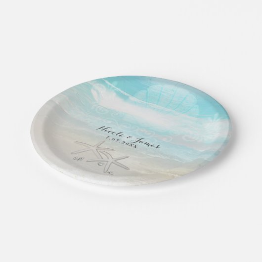 Strand Witte Zeester Elegante Zomer Custom Party Papieren Bordje (Gekanteld)