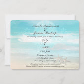 Strand Witte Zeester Elegante Zomer Huwelijk Kaart (Voorkant)