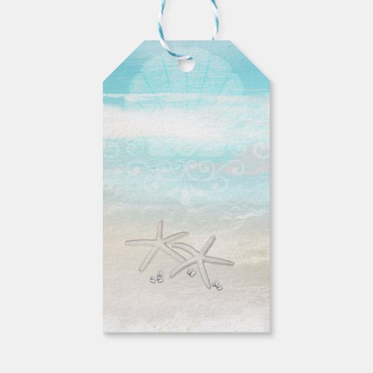 Strand Witte Zeester Elegante Zomer Party Favor Cadeaulabel (Achterkant)