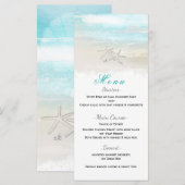 Strand Witte Zeester Elegante Zomer Receptie Menu (Voorkant / Achterkant)